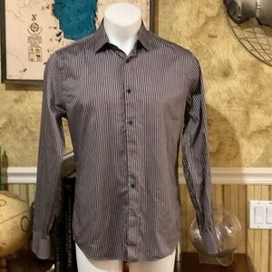 Express Men's  Striped Fitted Dress Shirt. Size Medium